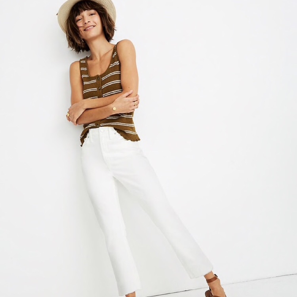 Madewell The High-Rise Slim Boyjean in Tile White